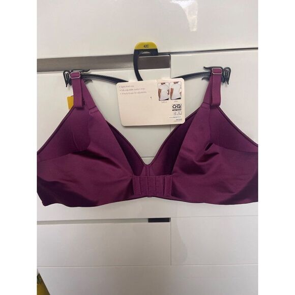 Secret Treasures Burgundy Full Coverage Back & Side Smoothing Wirefree Bra 42C - Picture 3 of 6